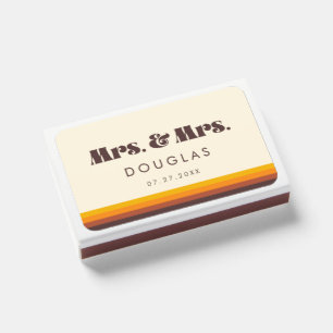 Mrs and Mrs Retro 60s vintage colors wedding Matchboxes
