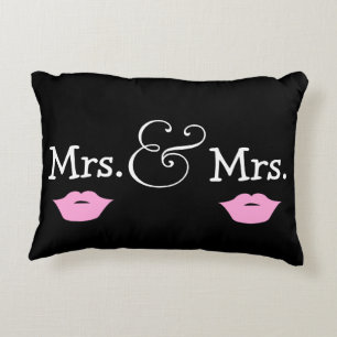 Mrs and Mrs Two Brides Lips Wedding Gift Accent Pillow