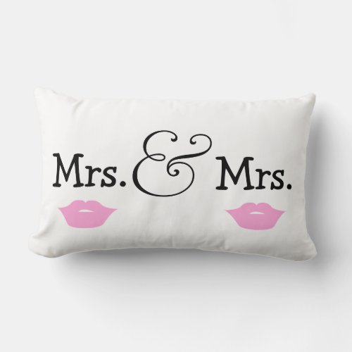 Mrs and Mrs Two Brides Lips Wedding Gift Lumbar Pillow