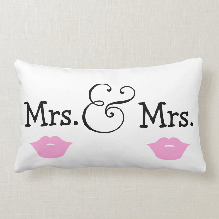 Mrs and Mrs Two Brides Lips Wedding Gift Throw Pillows