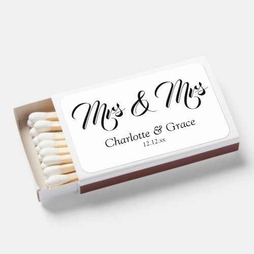 Mrs and Mrs Two Brides Personalized Gay Wedding Matchboxes