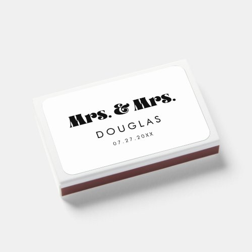 Mrs and Mrs Vintage retro script wedding Matchboxes