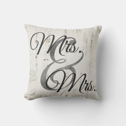 Mrs and Mrs Wood lesbian Wedding Personalized Throw Pillow