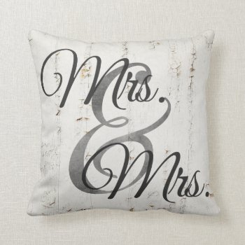 Mrs And Mrs Wood Lesbian Wedding Personalized Throw Pillow by MarceeJean at Zazzle