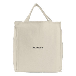 Mrs. Anderson Chic Personalized Canvas Embroidered Tote Bag