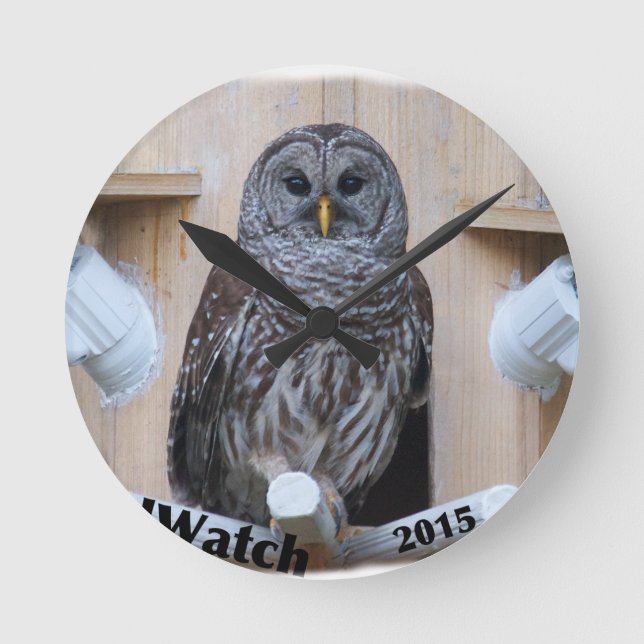 Mrs Barred Owl - OctoBox Nest Round Clock (Front)