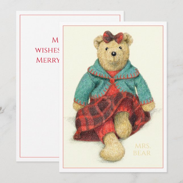 MRS. BEAR 5x7 Flat Christmas Card (Front/Back)