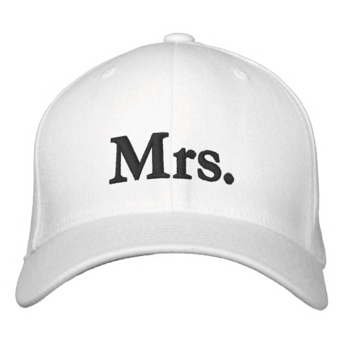 Mrs black and white modern elegant chic embroidered baseball cap