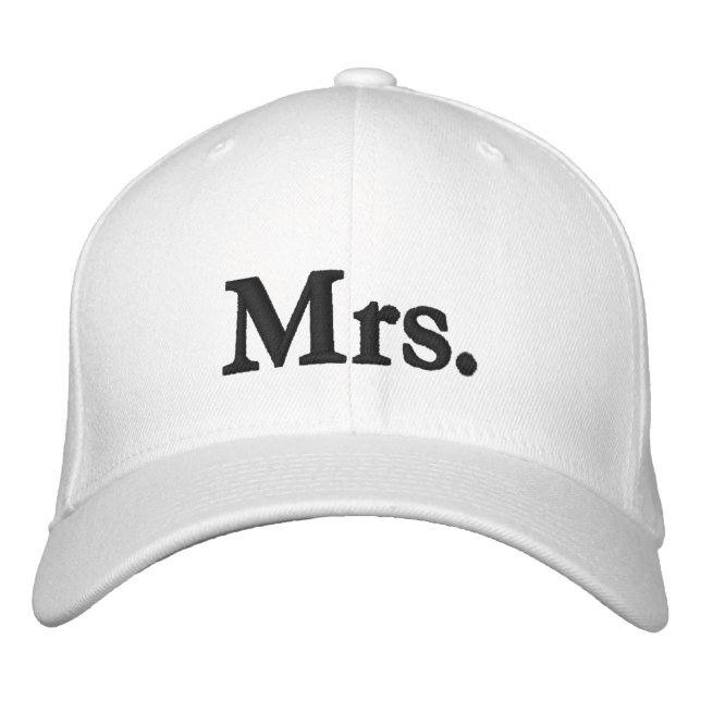 Mrs. black and white modern elegant chic embroidered baseball cap (Front)