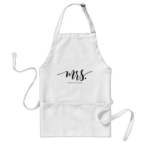 Mrs Black And White Newlywed Bride Personalized Adult Apron