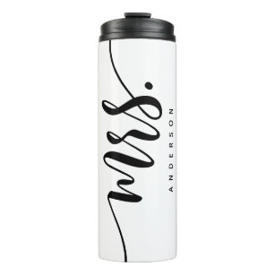 Mrs Black And White Newlywed Bride Personalized Thermal Tumbler