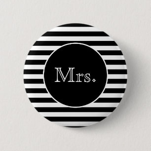 Mrs. Black and White Stripe Button