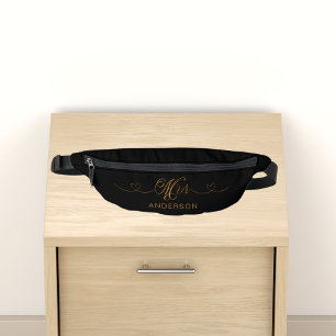 Mrs black gold newlywed fanny pack