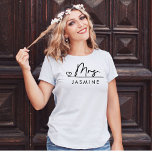 Mrs Black Modern Script Custom Wedding Monogram  T-Shirt<br><div class="desc">Mrs Black Modern Script Custom Wedding Monogram T-Shirt</div>