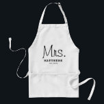 Mrs Black Modern Script Custom Wedding Newlywed    Adult Apron<br><div class="desc">Modern and casual chic black calligraphy script "Mrs." women's wedding tote bag features custom text that can be personalized with the bride's new married last name and wedding date. Perfect accessory for the honeymoon and beyond!</div>