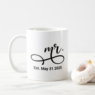 Mrs Black Modern Script Custom Wedding Newlywed Coffee Mug