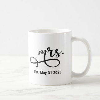 Mrs Black Modern Script Custom Wedding Newlywed Coffee Mug