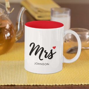 Mrs Black Modern Script Custom Wedding Two-Tone Coffee Mug