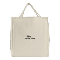 Mrs. black natural custom script name elegant chic embroidered tote bag