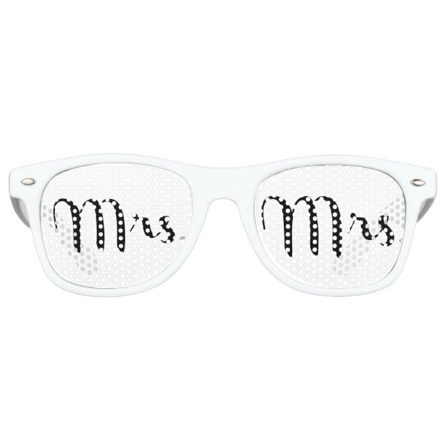 Mrs. Black on White Retro Sunglasses (Front)