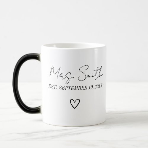 Mrs Black Script Custom Name Bridal Newlywed Mug
