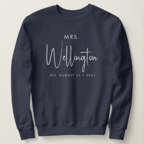 Mrs Black Script Custom Name Bridal Newlywed Sweat Sweatshirt