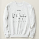 Mrs Black Script Custom Name Bridal Newlywed Sweatshirt<br><div class="desc">Get ready for your honeymoon with this cozy sweater: Modern calligraphy script in black for "Mrs" and your custom text for name and wedding date. Buy one for yourself (congrats btw!) or as a great gift for a newlywed bride!</div>