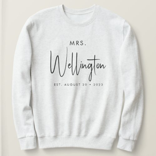 Mrs Black Script Custom Name Bridal Newlywed Sweatshirt