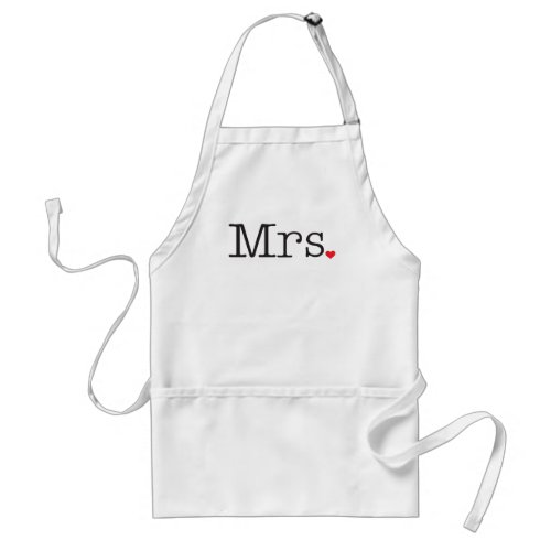 Mrs Black Typewriter Red Heart Womens Wedding Adult Apron