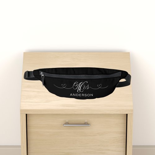 Mrs black white newlywed fanny pack