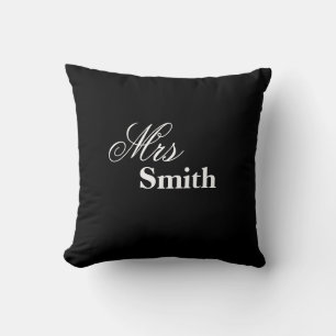 Mrs Black White Personalize Your Name Throw Pillow