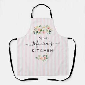 MRS. | blush floral personalized Apron