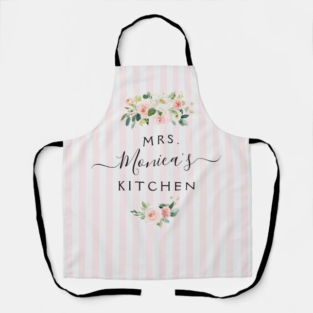 MRS. | blush floral personalized Apron (Front)