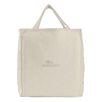 Mrs. blush pink custom script name elegant chic  embroidered tote bag