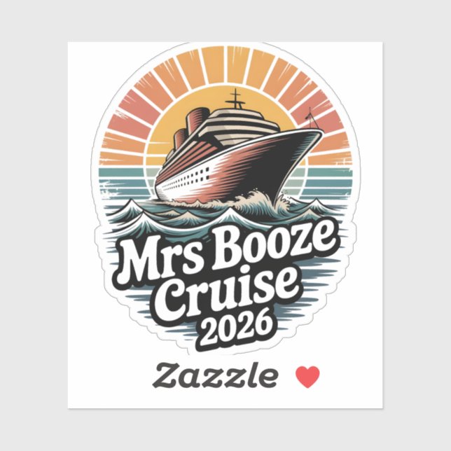 Mrs Booze Cruise 2026 Matching Couples  Sticker (Sheet)