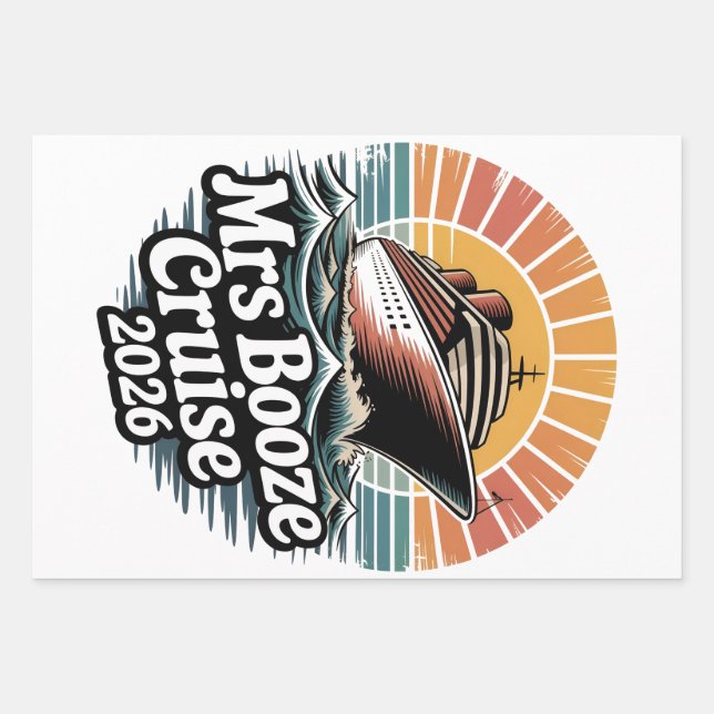 Mrs Booze Cruise 2026 Matching Couples  Wrapping Paper Sheets (Front)