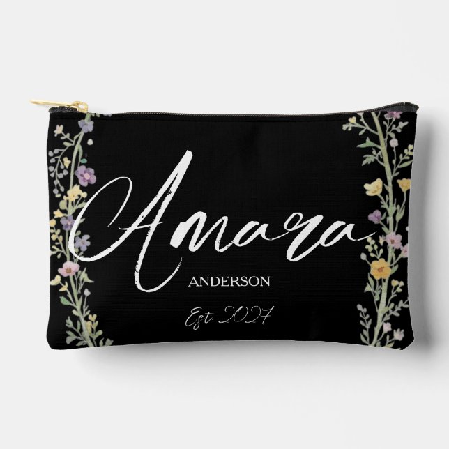 Mrs Bride Elegant Newlywed Personalized Accessory Pouch (Front)