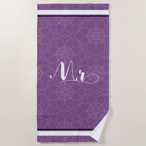 Mrs Bride Geometric and Border White ID406 Beach Towel