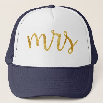 Mrs Bride Gold Foil Hat by CreationsInk at Zazzle