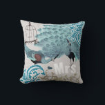 Mrs. Bride Teal Damask Vintage Peacock Birdcage Throw Pillow<br><div class="desc">You Personalize this Beautiful Vintage Teal Peacock Birdcage Pillow to say anything you like or use the existing Mrs. for the Bride - Matching Wedding Invitations</div>
