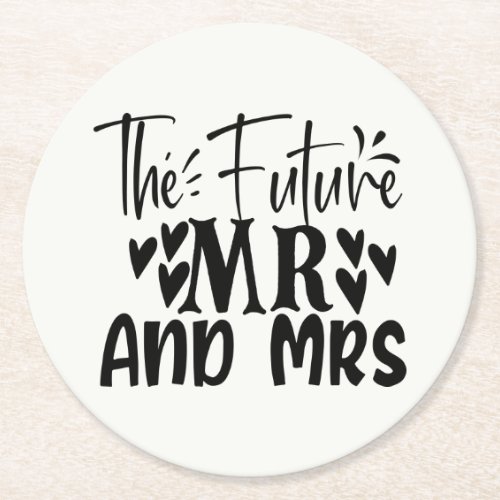 Mrs Bride To Be Wedding Bridal Shower Black White Round Paper Coaster