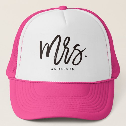 Mrs calligraphy personalized trucker hat
