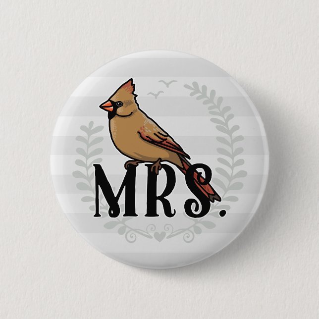 Mrs. Cardinal Mr and Mrs His and Hers Pinback Button (Front)