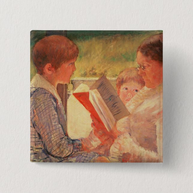 Mrs Cassatt Reading to her Grandchildren, 1888 Button (Front)