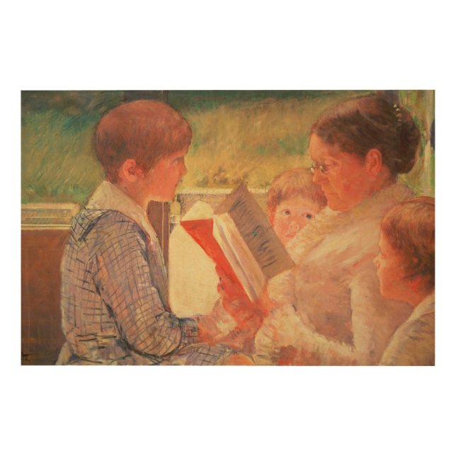 Mrs Cassatt Reading to her Grandchildren, 1888 Wood Wall Decor (Front)
