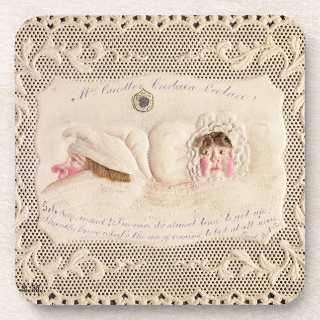Mrs Caudle's Curtain Lecture, Victorian card from Beverage Coaster (Front)