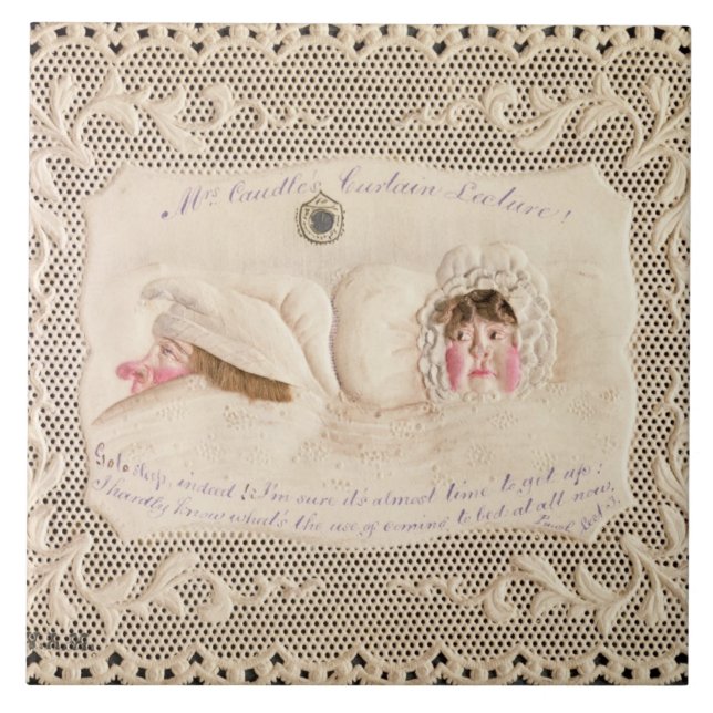 Mrs Caudle's Curtain Lecture, Victorian card from Ceramic Tile (Front)