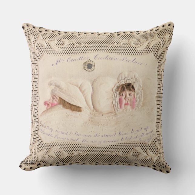 Mrs Caudle's Curtain Lecture, Victorian card from Throw Pillow (Front)