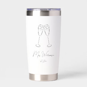 Mrs Champagne Glass Bride Wedding Newlywed Insulated Tumbler