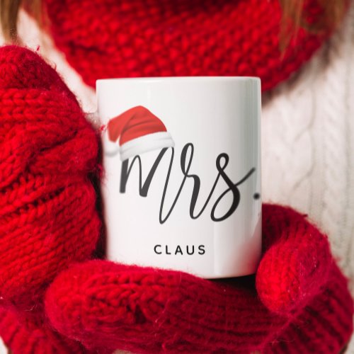 Mrs Christmas Santa Hat Name Coffee Mug